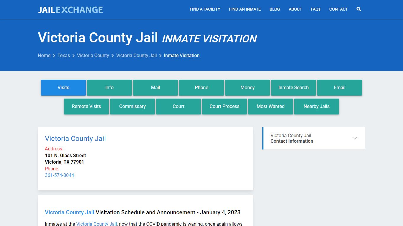 Inmate Visitation - Victoria County Jail, TX - Jail Exchange